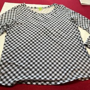 Vera Bradley shirt lavender Black Checkered Long Sleeve Pajama Casual Lounge XL